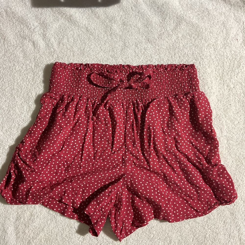 Abercrombie & Fitch Burgundy Polka Dot Shorts